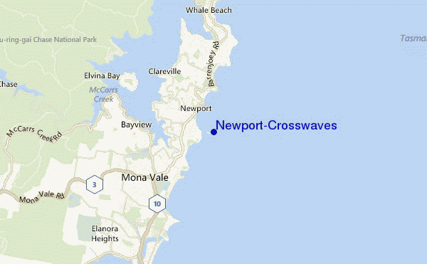 locatiekaart van Newport-Crosswaves