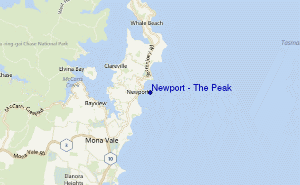 locatiekaart van Newport - The Peak
