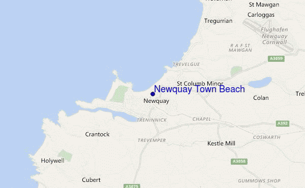 locatiekaart van Newquay Town Beach