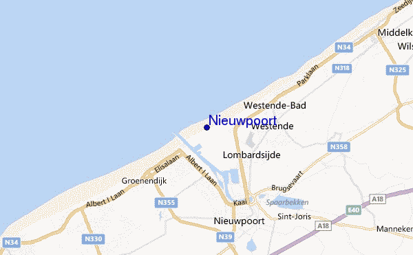 locatiekaart van Nieuwpoort