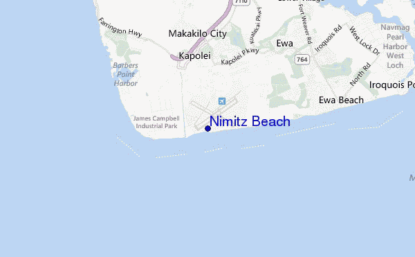 locatiekaart van Nimitz Beach