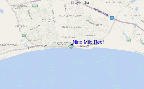locatiekaart van Nine Mile Reef