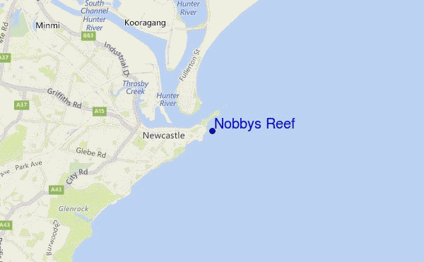 locatiekaart van Nobbys Reef