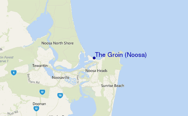 locatiekaart van The Groin (Noosa)