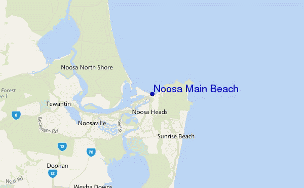 locatiekaart van Noosa Main Beach