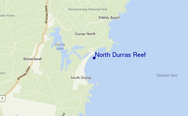 locatiekaart van North Durras Reef