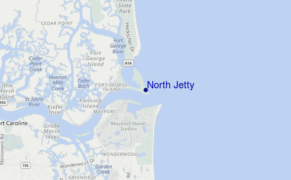 locatiekaart van North Jetty