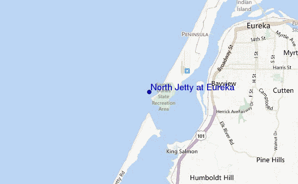 locatiekaart van North Jetty at Eureka