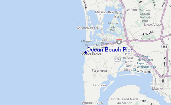 locatiekaart van Ocean Beach Pier