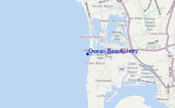 locatiekaart van Ocean Beach Jetty