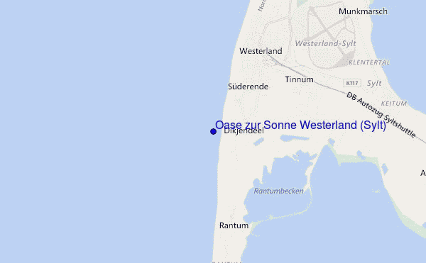 locatiekaart van Oase zur Sonne Westerland (Sylt)
