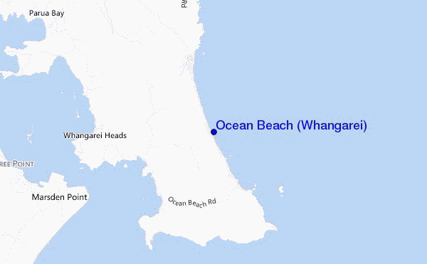 locatiekaart van Ocean Beach (Whangarei)