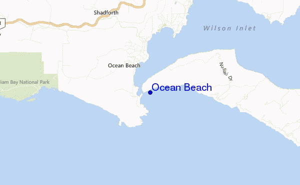 locatiekaart van Ocean Beach
