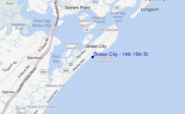 locatiekaart van Ocean City - 14th 15th St