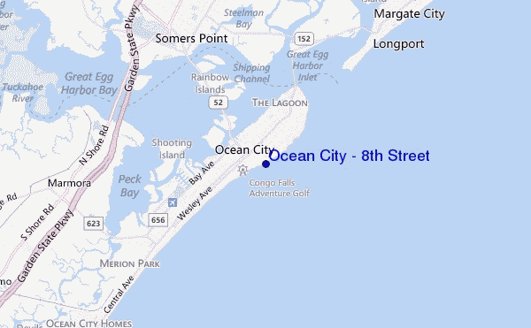 locatiekaart van Ocean City - 8th Street