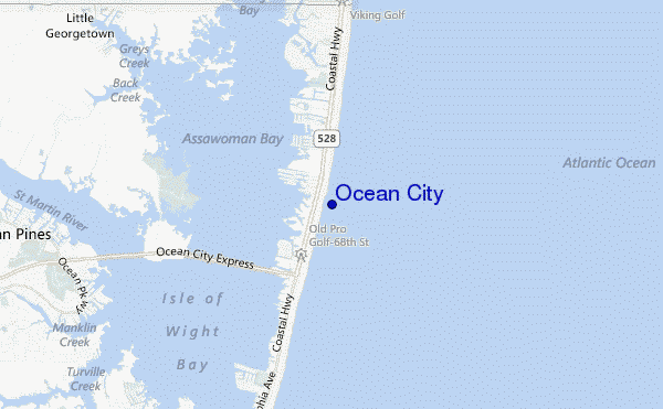 locatiekaart van Ocean City