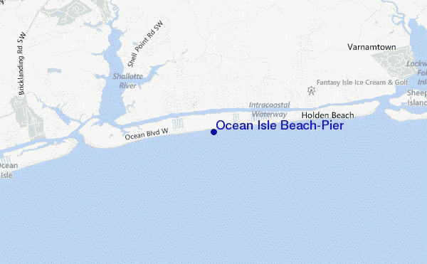 locatiekaart van Ocean Isle Beach/pier
