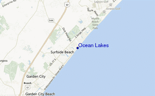 locatiekaart van Ocean Lakes