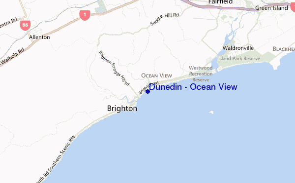 locatiekaart van Dunedin - Ocean View