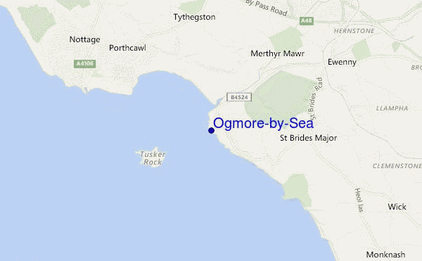 locatiekaart van Ogmore-by-Sea