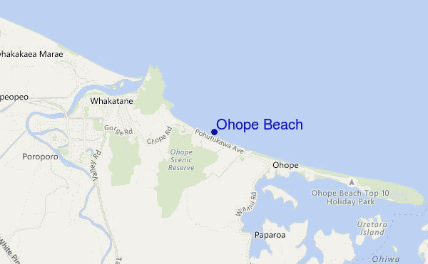 locatiekaart van Ohope Beach