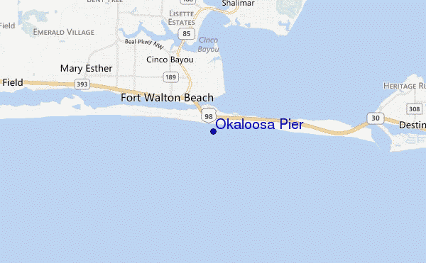 locatiekaart van Okaloosa Pier