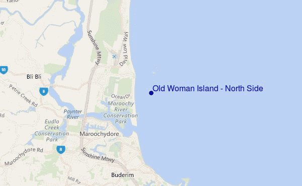 locatiekaart van Old Woman Island - North Side