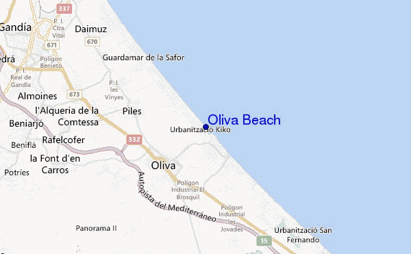 locatiekaart van Oliva Beach