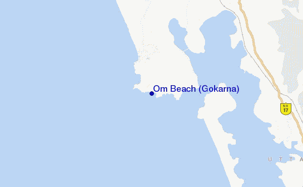 locatiekaart van Om Beach (Gokarna)