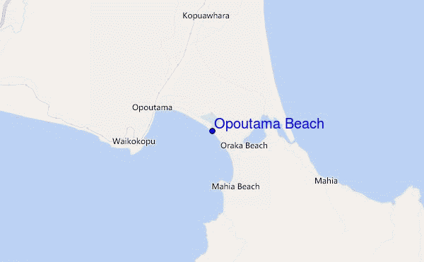 locatiekaart van Opoutama Beach