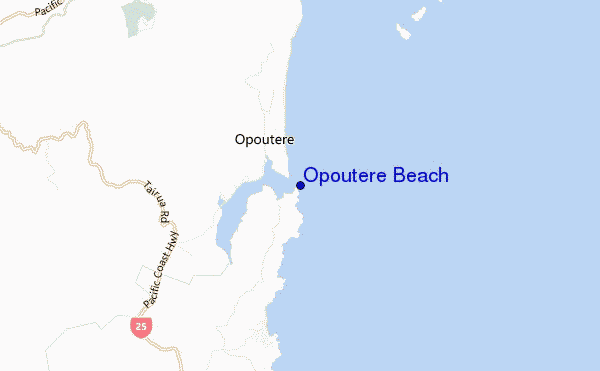 locatiekaart van Opoutere Beach