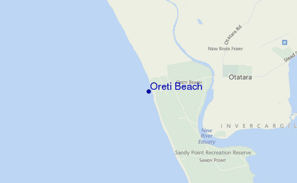 locatiekaart van Oreti Beach