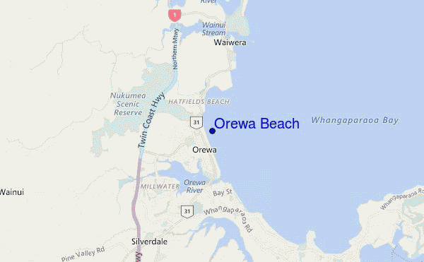 locatiekaart van Orewa Beach