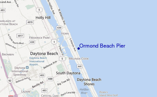 locatiekaart van Ormond Beach Pier