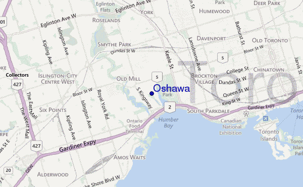 locatiekaart van Oshawa