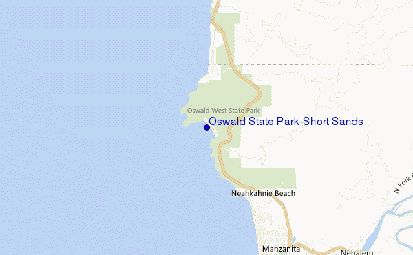 locatiekaart van Oswald State Park/Short Sands