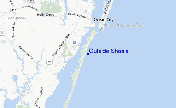 locatiekaart van Outside Shoals