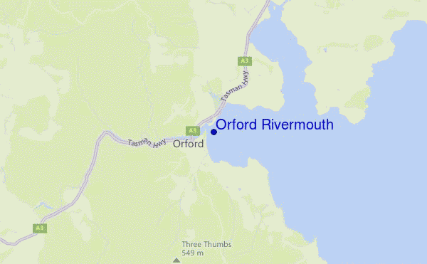 locatiekaart van Orford Rivermouth