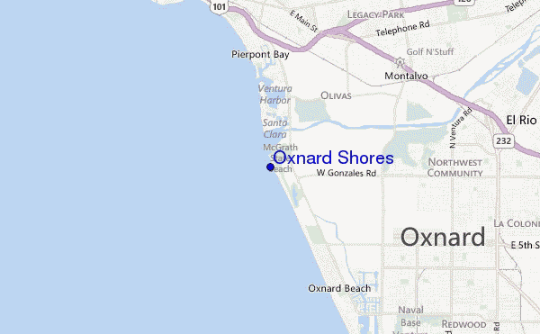 locatiekaart van Oxnard Shores
