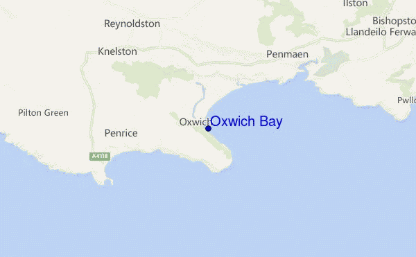 locatiekaart van Oxwich Bay