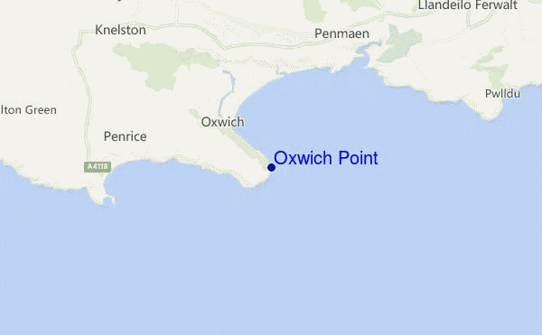 locatiekaart van Oxwich Point
