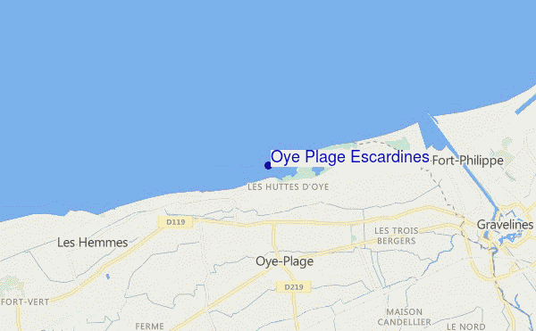 locatiekaart van Oye Plage Escardines