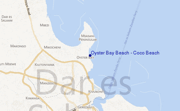 locatiekaart van Oyster Bay Beach - Coco Beach