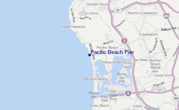 locatiekaart van Pacific Beach Pier