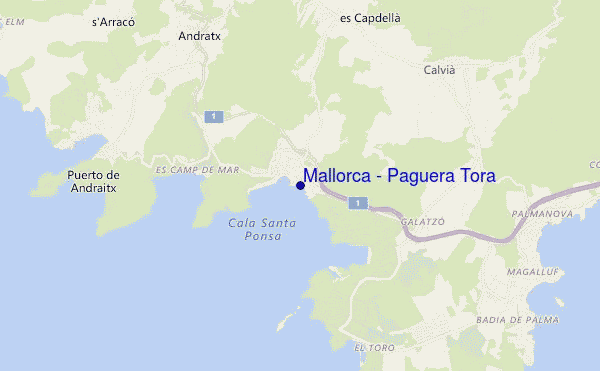 locatiekaart van Mallorca - Paguera Tora