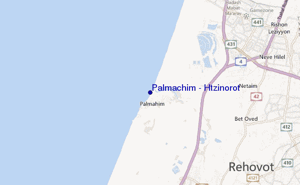 locatiekaart van Palmachim - Htzinorot