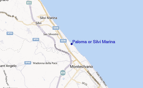 locatiekaart van Paloma or Silvi Marina