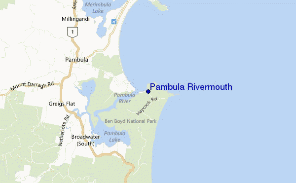 locatiekaart van Pambula Rivermouth