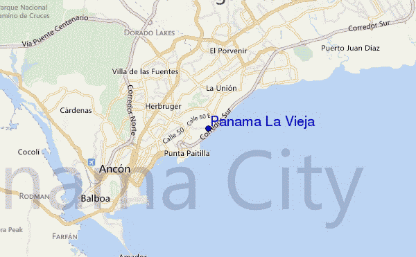 locatiekaart van Panama La Vieja