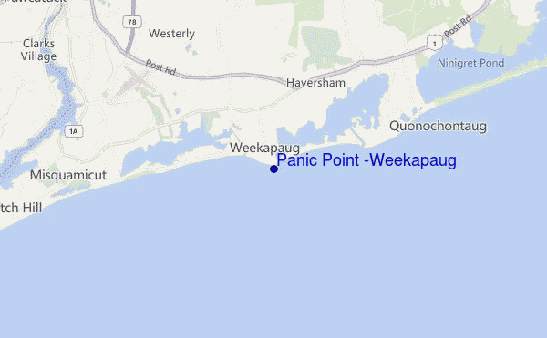 locatiekaart van Panic Point (Weekapaug)
